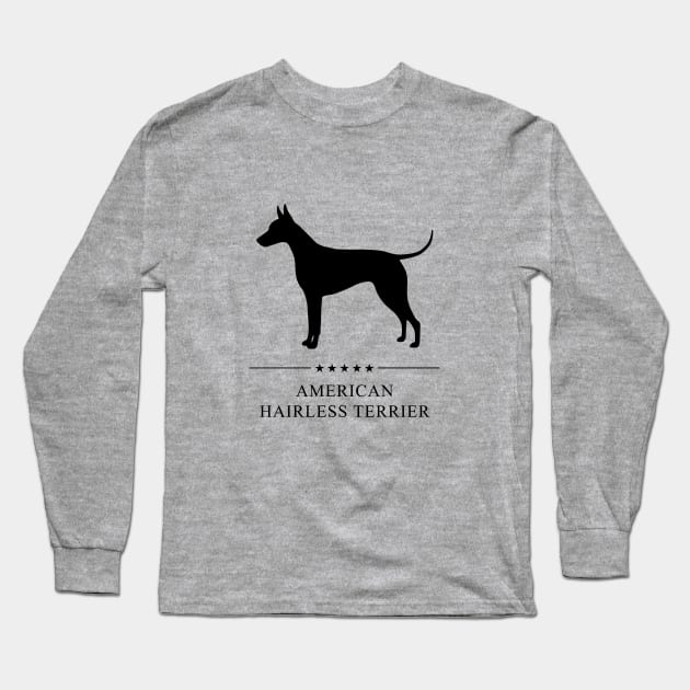 American Hairless Terrier Black Silhouette Long Sleeve T-Shirt by millersye